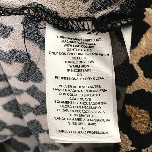 RACHEL Rachel Roy Cold Shoulder Animal Print Top Tan Black Size 0X - Picture 6 of 7